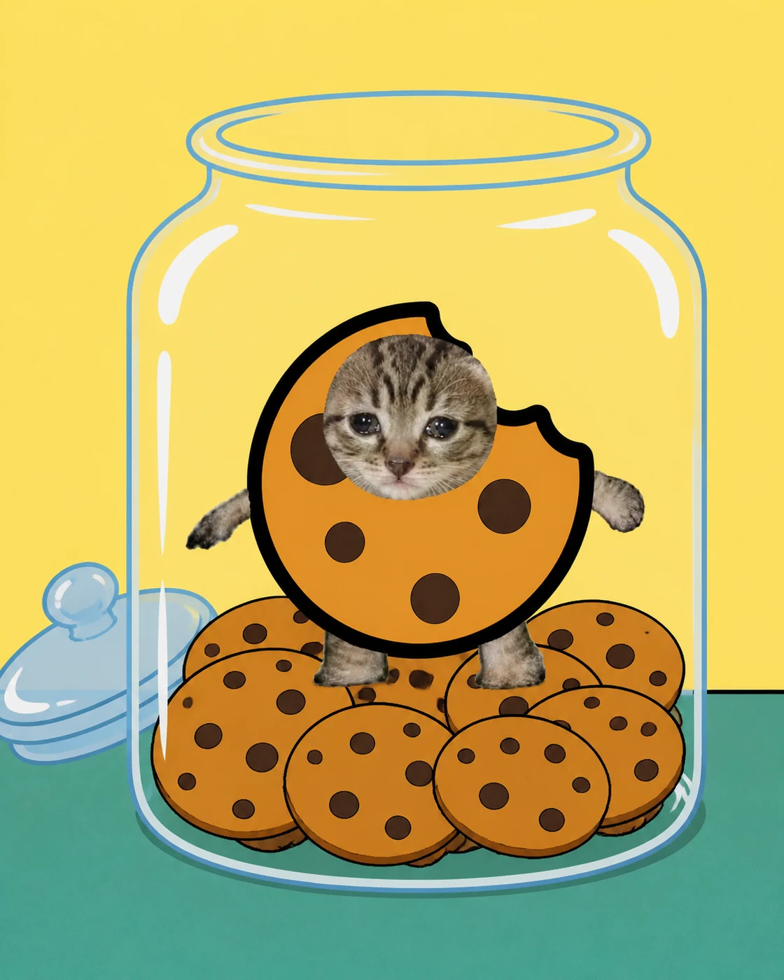 Cookie cat inside a cookie jar